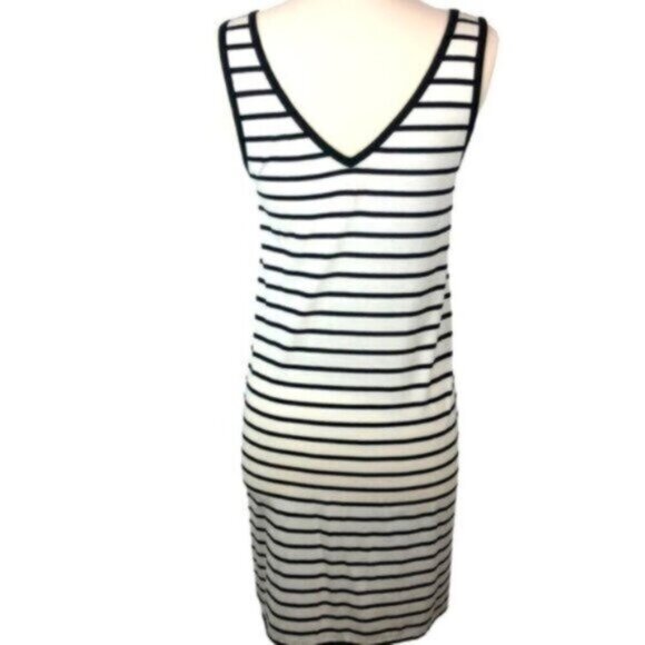 Joe Fresh | Women's White & Black Stripe V-neck T-shirt Dress Size Small - Picture 7 of 7